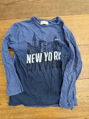 Zara Kids Navy Blue 'New York' Long-Sleeve Graphic Tee